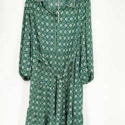 Max Studio Green Floral Women's Geometric Print MIDI Dress Size 1X