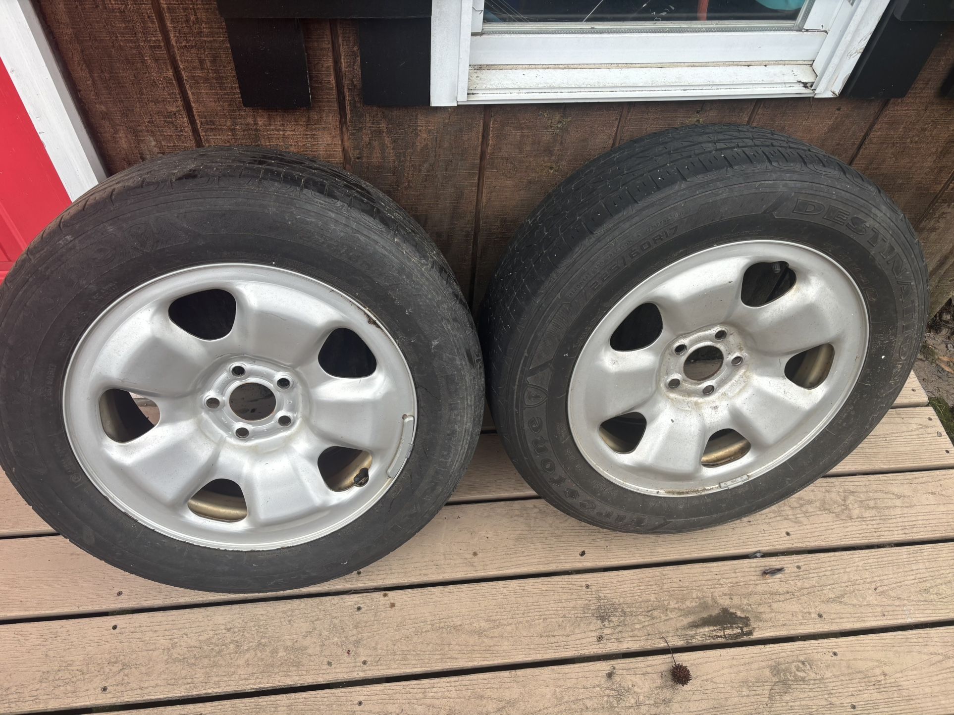 225/60/17 2 Tires and rims With sensors.