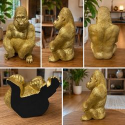 Decorative Gold Gorilla Figurine – Glam Safari Style Accent