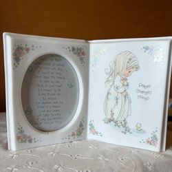 Vintage Enesco Precious Moments Prayer Changes Things 1993 Bisque Picture Frame