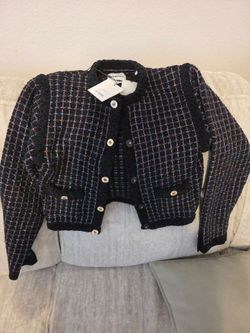 ✨Sandro Tweed-Effect Coatigan – Black | Size 2 | NWT