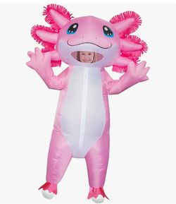 Inflatable Axolotl Costume for Kids Halloween Kid Blow Up Costume Deluxe Pink Costumes for Girls Boys Cosplay