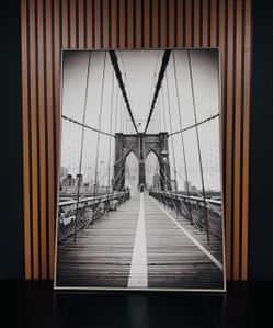 25x35" Framed Brooklyn Bridge B&W Canvas