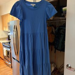 J Crew Blue Tiered Dress