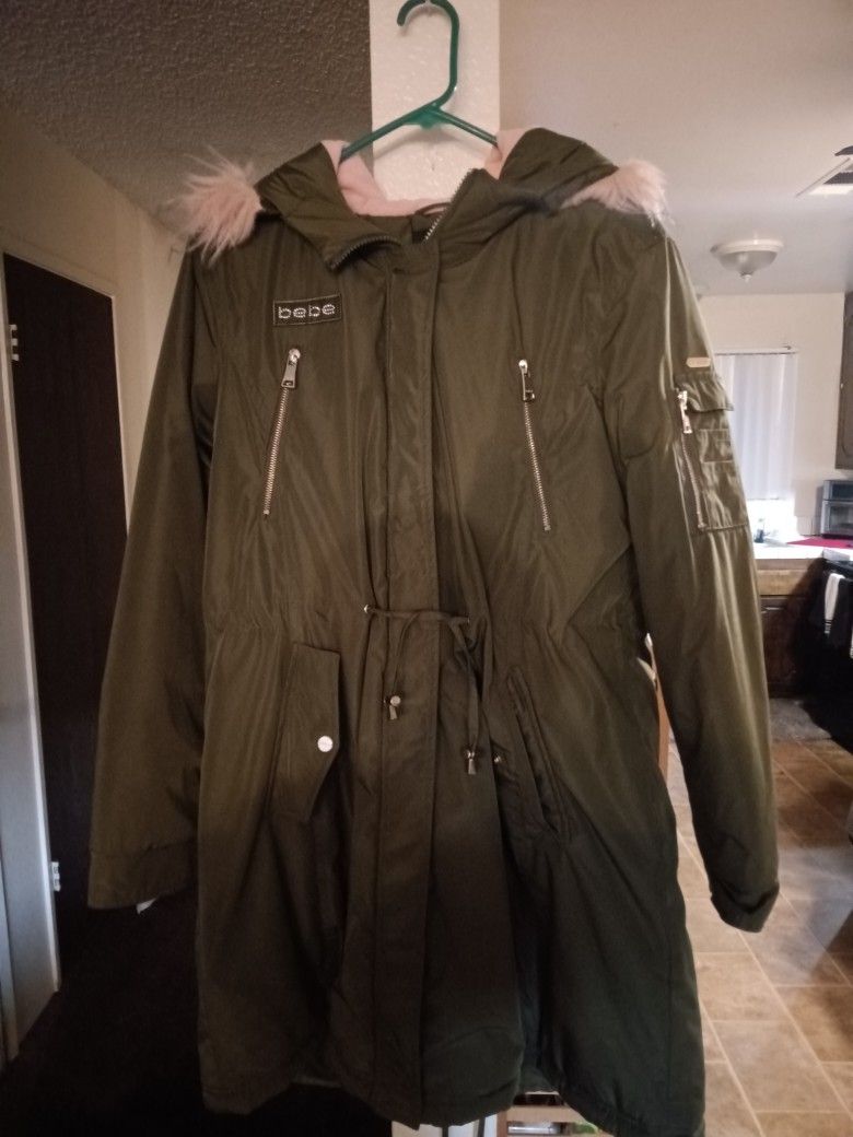 Bebe Women's Jacket With Fox Hood