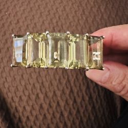 925 SILVER ESTERLING BRAZZALETE WITH YELLOW STONES BEAUTIFUL PERFECT CONDITION 