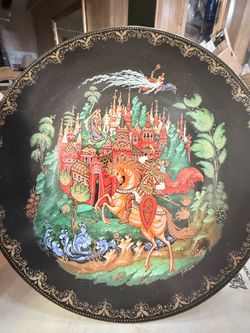 Russian Palekh Lacquer Decorative Plate