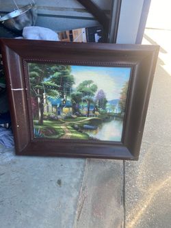 Framed Cottage Landscape Wall Art