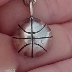 Vtg.sterling Silver 925- BASKETBALL pendant