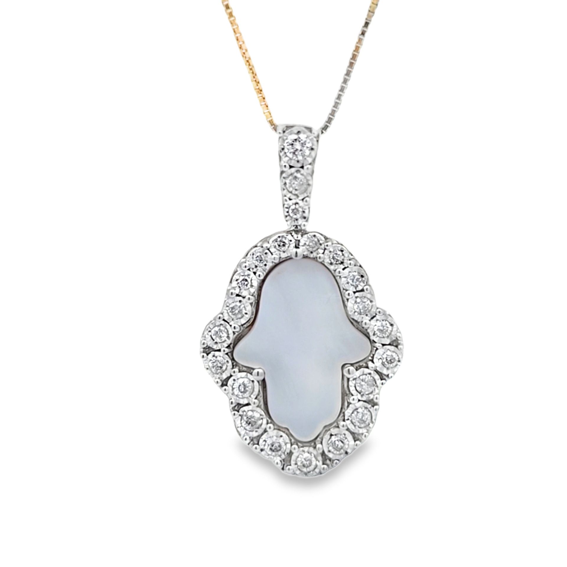 10k Yellow Gold Diamond Humsa Necklace Set 0.30 ctw