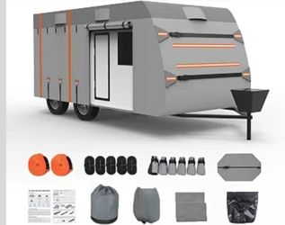 RV Cover for 20-22ft Travel Trailer 7 Layers Heavy Duty Camper Cover
Waterproof Camper Cover Toy Hauler Cover with Reinforced Straps Jack Cover Gutter