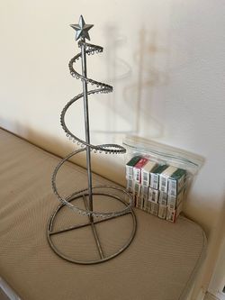 Christmas Hallmark mini decorations plus metal tree display