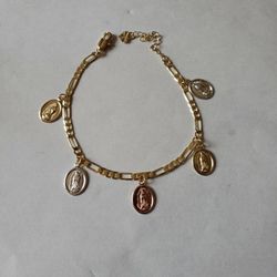 Tri Color Virgen De Guadalupe Bracelet 