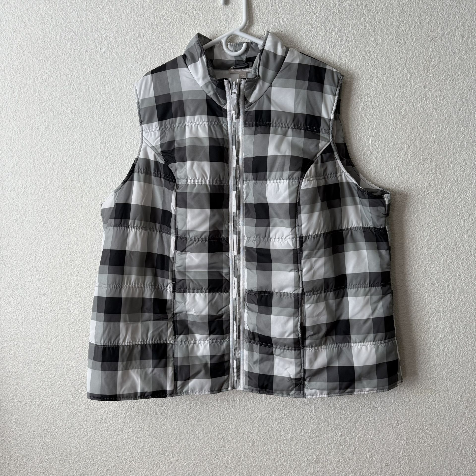 Woman Within Plus Size Buffalo Zip Up Front Vest Size 3X