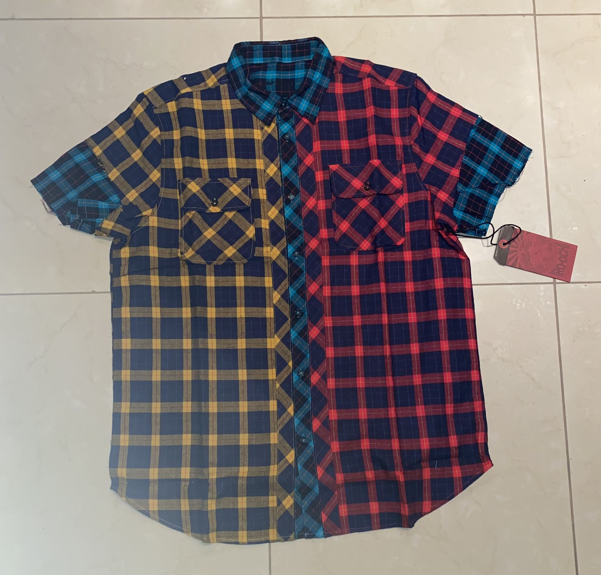 iro-ochi plaided button up shirt size XL multicolor (reversible)