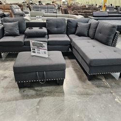 BRAND NEW 3PC SECTIONAL SOFA SET WITH OTTOMAN AND ACCENT PILLOWS INCLUDED $379