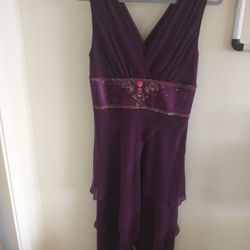 Purple Silk Sleeveless Dress - Size 10  Max and Cleo