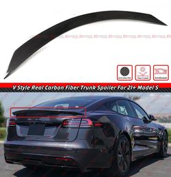 21-26 Tesla Model S Plaid V Style Real Carbon Fiber Trunk Spoiler