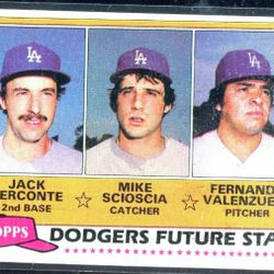 Really Nice 1981 Topps Fernando Valenzuela and Mike Scioscia , Jack Perconte Rookie Card In Excellent Condition... 