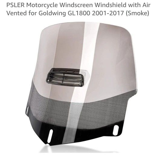 PSLER Motorcycle Windscreen Windshield with Air Vented for Goldwing GL1(contact info removed)-2017 (Smoke