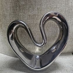 Home Decor Sculpture Heart Silver Ceramic 