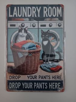 Laundry Room Drop Your Pants Here Metal Poster Tin Sign 11.8"×7.87"