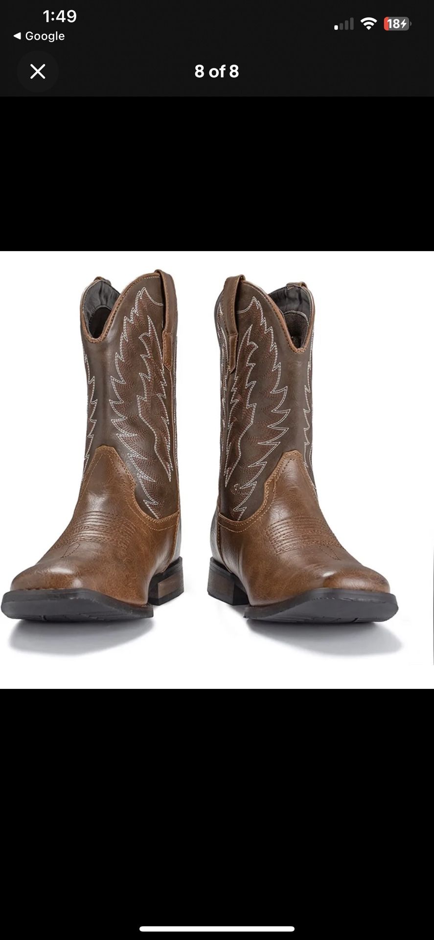 IUV Cowboy Boots For Men Western Boot Durable Embroidered Square Toe