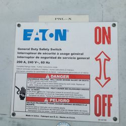 Eaton 200 Amp 240 VOLT 60 Hz Panel DG324NRK SERIES B