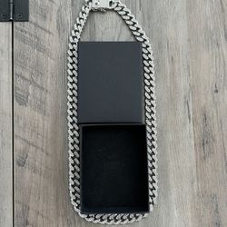 Dog Collar Chain Diamond Cuban Silver Rhinestones Necklace. 