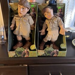 Vintage Steve & Terri Irwin “The Crocodile Hunter” Talking Dolls – New in Box – Set of 2