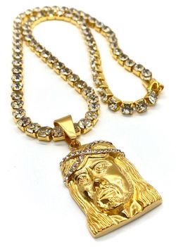 Tennis Chain With Stainless Steel 18K Gold Plated Cubic Zirconia Pendant Size Length: 18”,20 ,22,24,26,28”