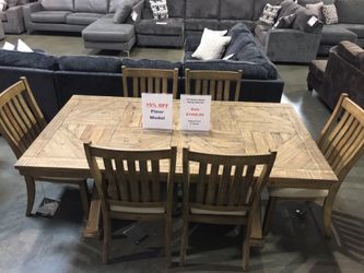7 Piece Pinewood Dining Table Set Sale