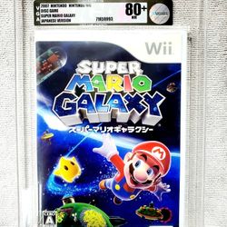 Super Mario Galaxy Japan (Nintendo Wii, 2007) VGA 80+ Plus NM Near Mint Not WATA