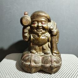 Antique Japanese God of Wealth Daikokuten Figurine