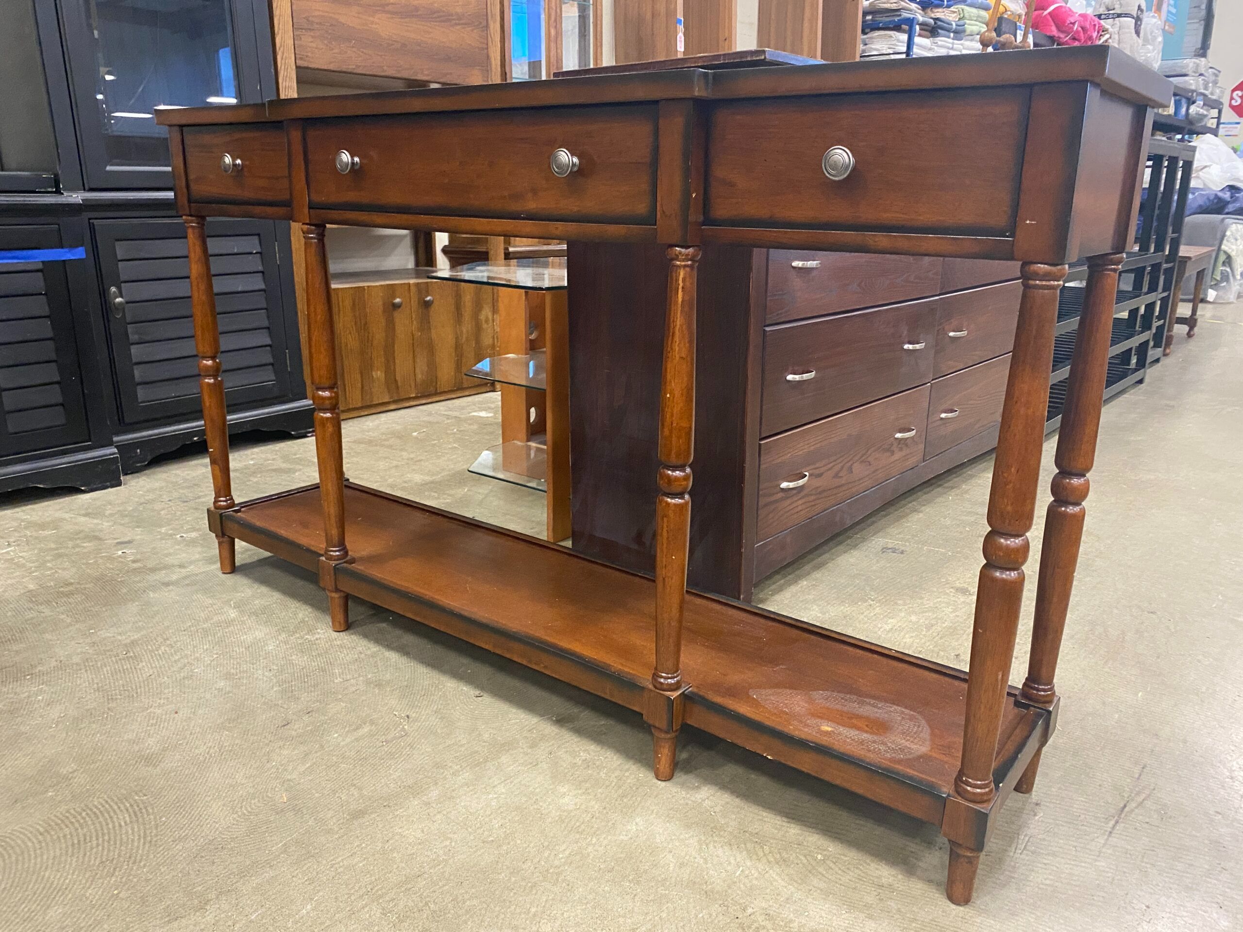 Dark Cherry 3 Drawer Console Table
