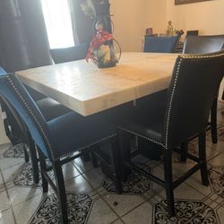 Comedor Elegante De Mármol 6 Sillas 