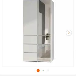 Klair Living Elise Collection-32 in. W White Modular Slim 4-Drawer Freestanding Features 4-Shelf Wood Closet System With Mirror 