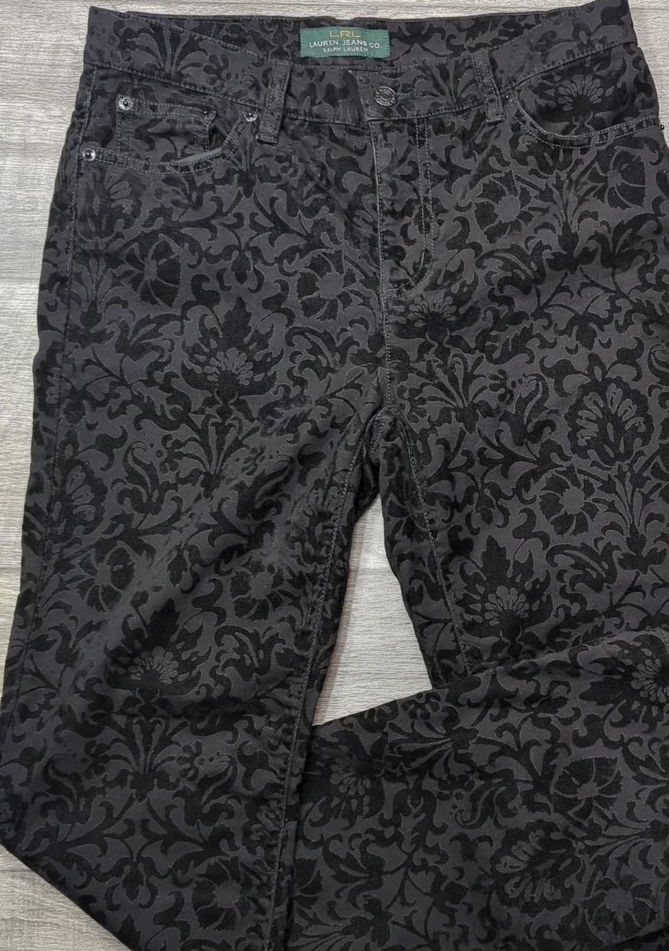 Ralph Lauren Velvet Black Rose Jeans size 10 women’s 