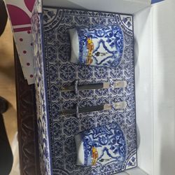 Dolce & Gabbana Blue Ceramic Cup and Spreader Set