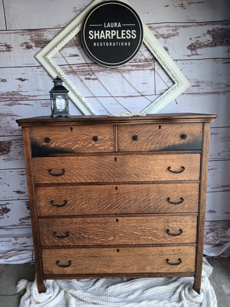 Antique Tigers Oak Dresser 