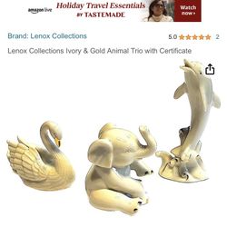 24 k Gold Lennox Collections Ivory & Gold Animal Trio