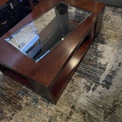 Coffee Table Wood And Glass Design 