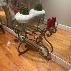 Half Moon Shaped Glass Side Table