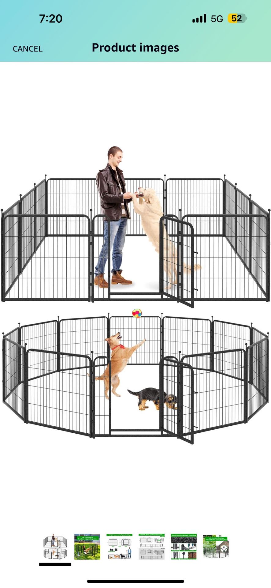 Kfvigoho Dog Playpen Outdoor 12 Panels Heavy Duty Dog Pen 24" Height Puppy Playpen Indoor Anti-Rust Exercise Fence with Doors for Small Pet Play for R