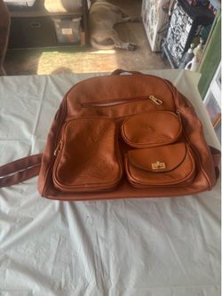 Leather brown backpack