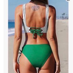Bikini Swimsuit Front Cross Lace Up Two Piece Bathing Suit
