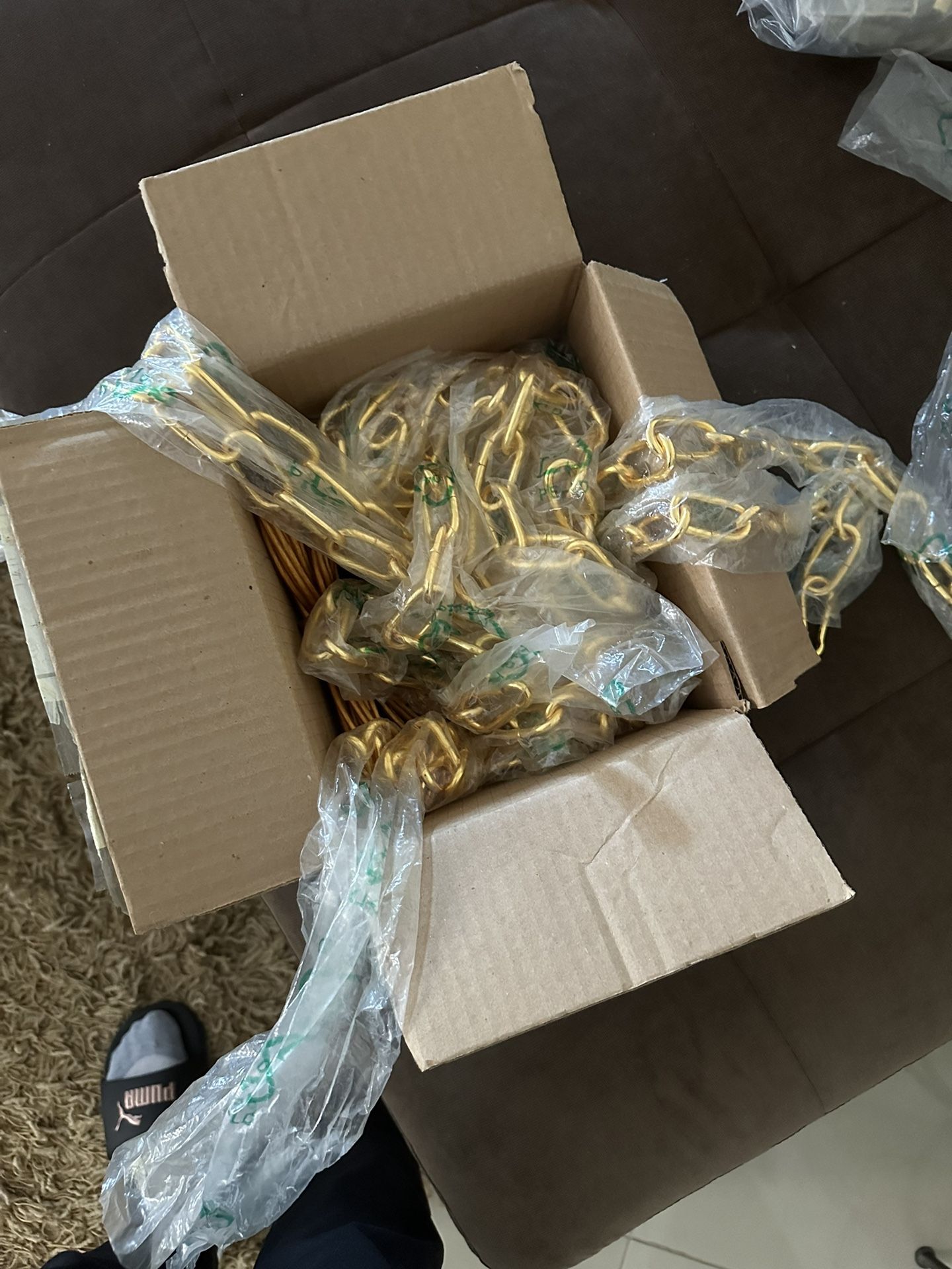 Lot Of Heavy Duty Polished Brass , Gold Chains For Chandeliers