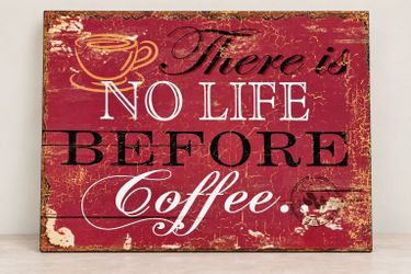 ADECO Vintage Coffee Wood Wall Sign – Rustic Kitchen Decor 14.2" x 10.7"