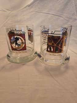 Pair of Vintage White Horse Cellar Whiskey Glasses - British Pub Signs (Set of 2)