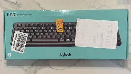 Logitech K120 Wired Keyboard for Windows, USB Plug-and-Play, Full-Size, Spill-Resistant, Curved Space Bar, Compatible with PC, Laptop - Black